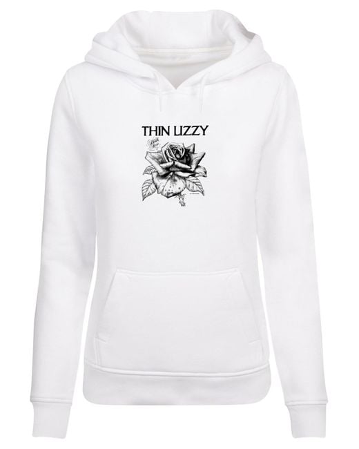 Merchcode White Ladies thin lizzy rose logo hoody