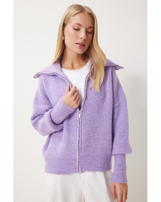 Happiness İstanbul Purple Strickjacke