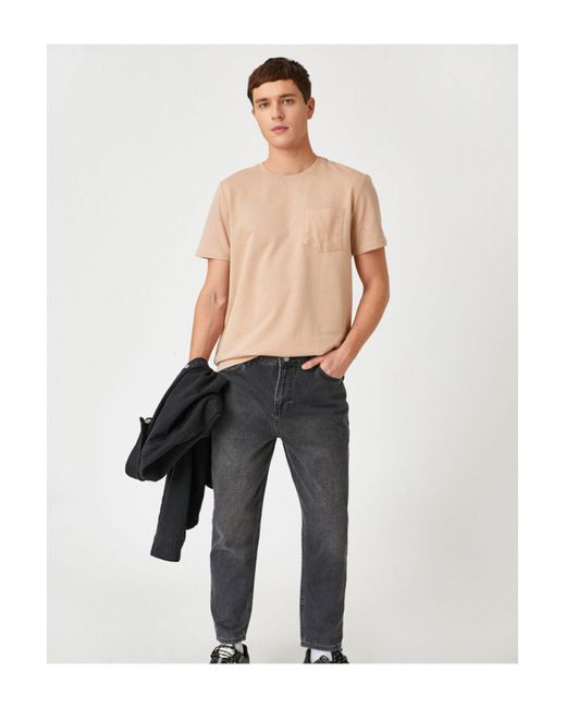 Koton T-shirt mit standard-passform und taschen in Brown für Herren