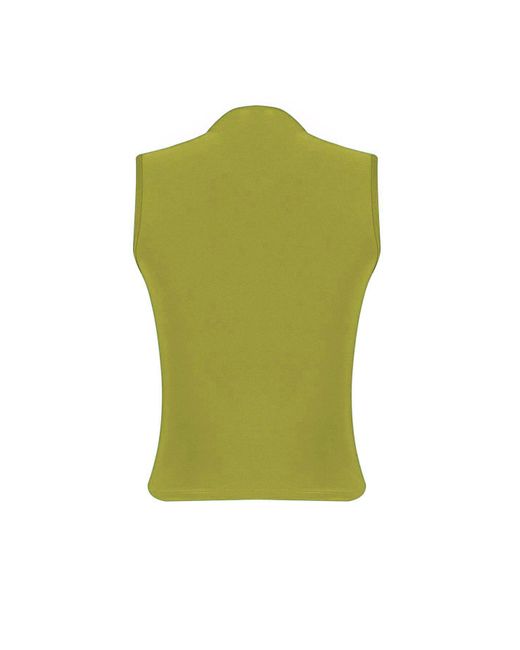 Trendyol Green Apfelgrüne, Dehnbare Strickbluse Mit Nullärmeln Und Kordelzug Für Damen
