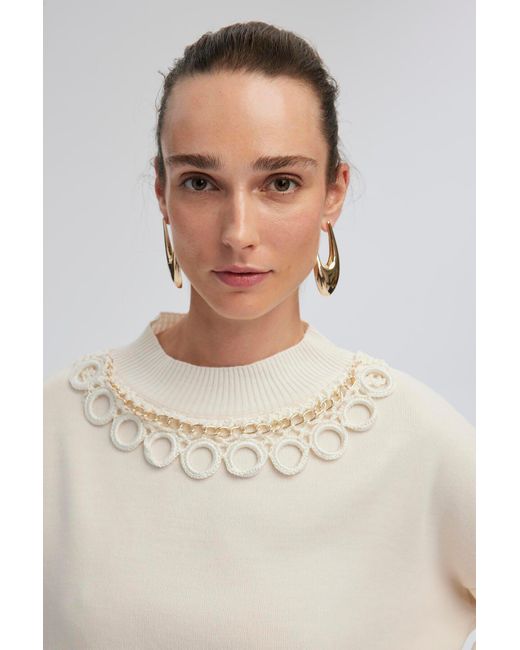 Touché Privé White Strickpullover Mit Gekreuztem Kragen Für Damen