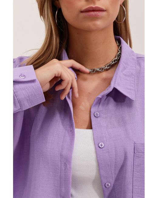 Bigdart Purple 20153 oversize-leinenhemd mit einer tasche – flieder