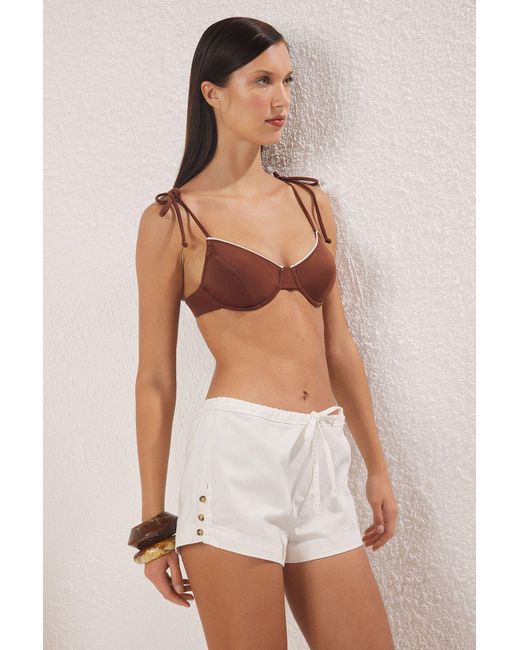 Trendyol Gray Gewebte Strandshorts Aus 100 Baumwoll-Denim Für Damen