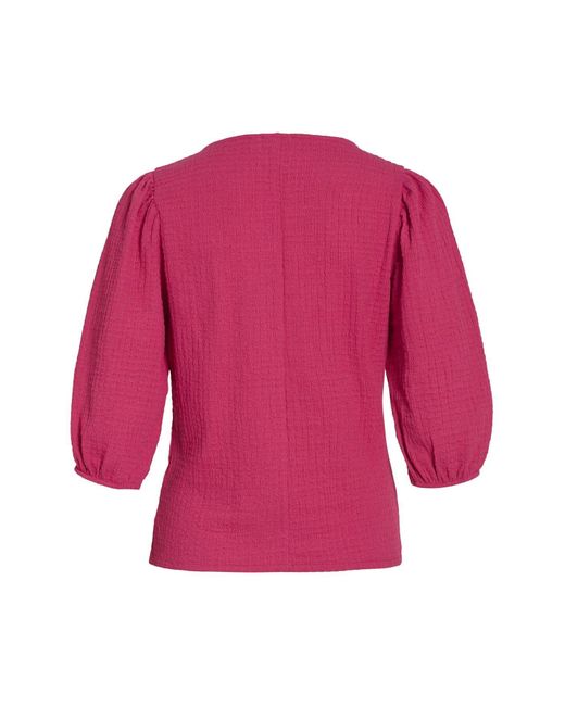 Vila Pink Bluse mit 3/4-ärmeln v-ausschnitt