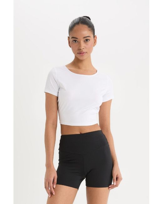 Defacto Black Fit Taille Saran Stretchy Biker Short Sportler Leggings D2907Ax25Sm Für Damen