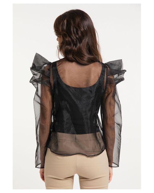 faina Black Organza Bluse Für Damen