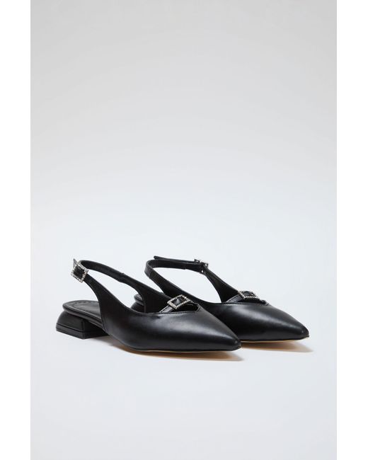 Trendyol Red Ballerinas Mit Spitzer Zehenpartie Und Offenem Rücken Und Schwarzem Stein-Accessoire Für Damen