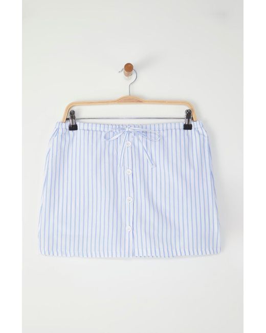 Trendyol Blue Gestreifter Gewebter Strandshorts-Rock Für Damen