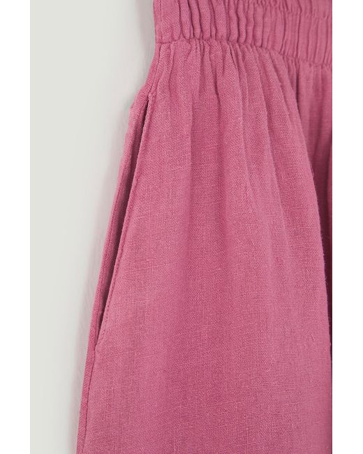 Trendyol Pink Dusty Rose 100 Leinen-Midirock Mit Elastischem Bund Für Damen