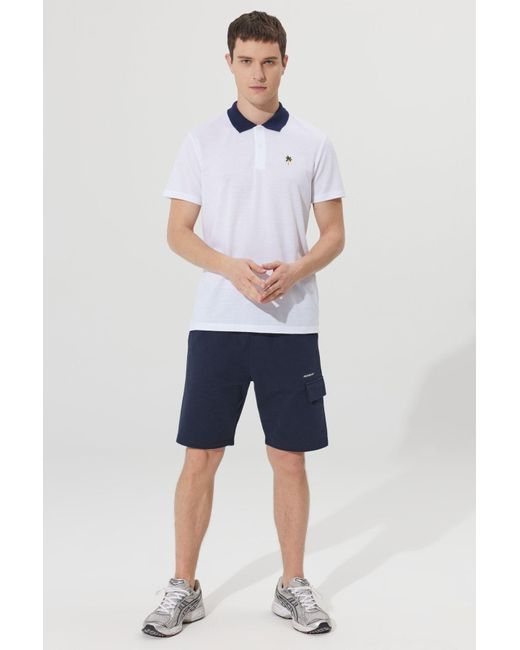 AC&Co / Altınyıldız Classics Weißes T-Shirt Mit Schmaler Passform Und Schmaler Passform Aus Baumwolle Mit Schmalem Polokragen Und Kurzen Ärmeln Für Herren in White für Herren