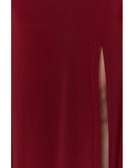 Trendyol Red Burgunderrotes, langes, elegantes abendkleid aus strick mit trägern