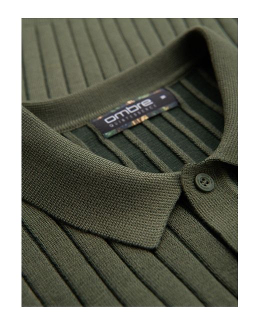 Ombre Poloshirt Slim Fit Aus Viskose Mit Vertikalen Streifen Oliv V4 Xxl Für Herren in Green für Herren