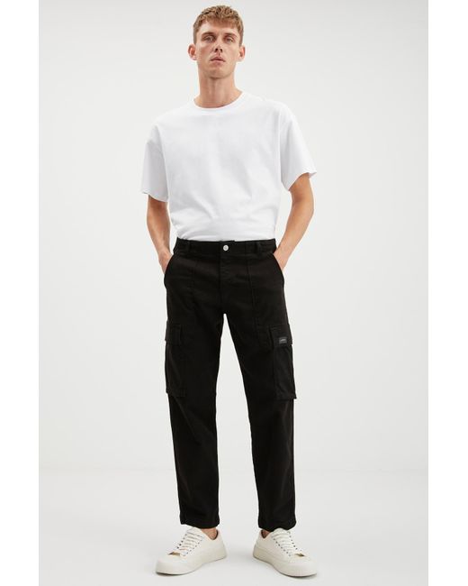 Grimelange Brando denim-cargo-jeans mit 5 taschen, waschbar, fade-effekt, entspannte passform, in White für Herren