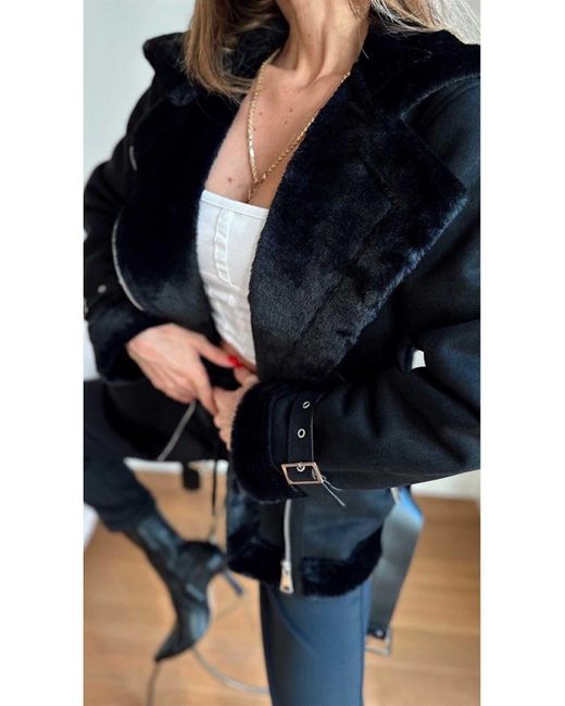 ZF BUTİK Blue Mantel Aus Wildleder – Mit Rapit-Innenseite Und Gürteldetail Für Damen
