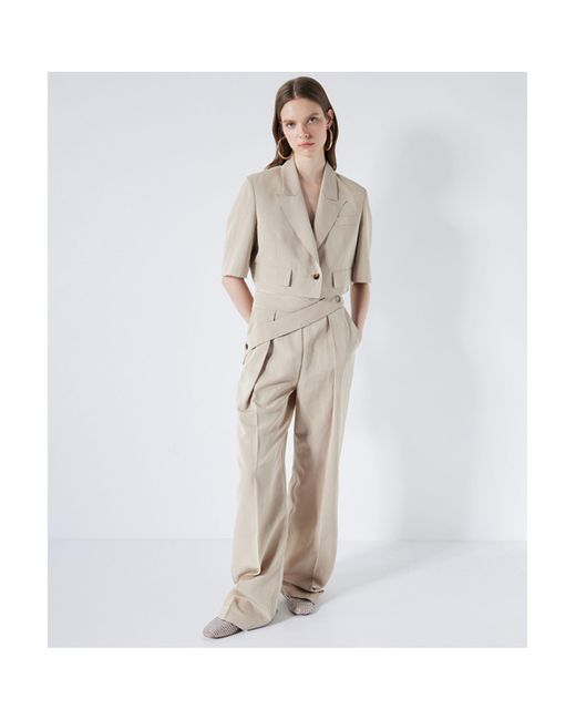 Ipekyol Natural Crop-Jacke Aus Leinenmischung Für Damen
