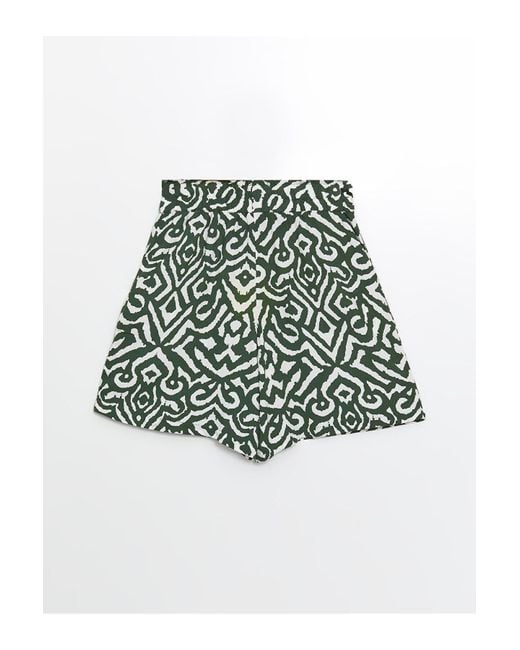 LC Waikiki Red Lcwaikiki Shorts Mit Klassischem Muster – Elastische Taille Für Damen