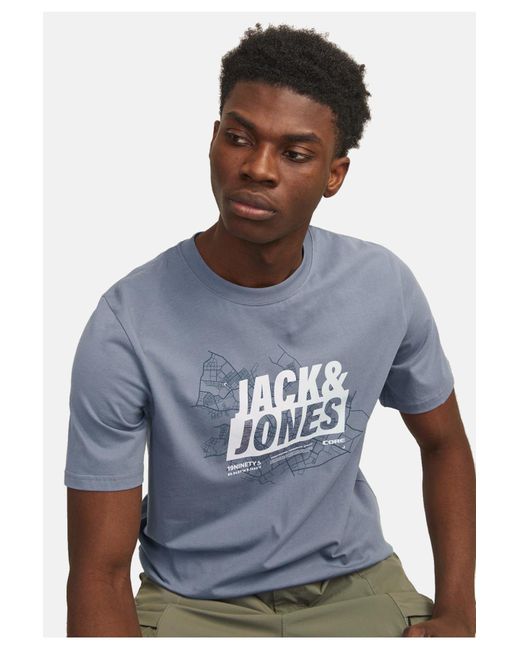 Jack & Jones T-shirt map summer kurzarmshirt in Blue für Herren