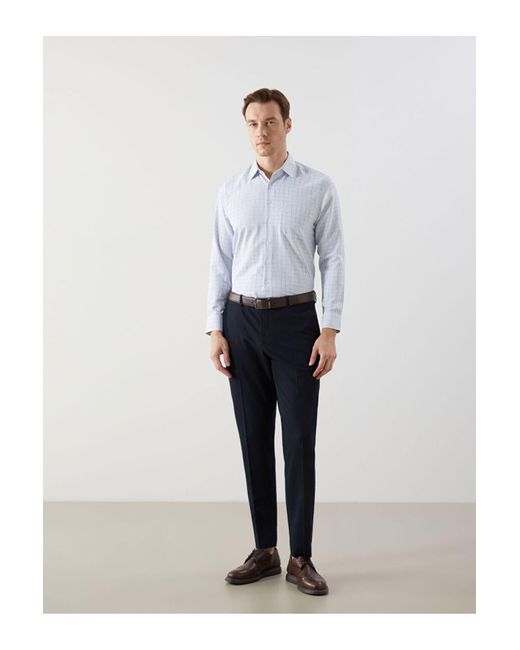 LC Waikiki Lcw Regular Fit Hemd Aus Kariertem Gabardine Mit Langen Ärmeln Für Herren in White für Herren