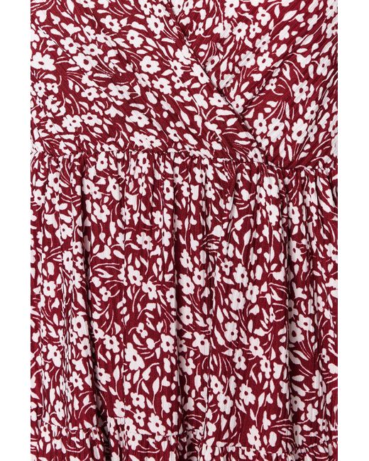 Trendyol Red Burgunderrot Bedrucktes, Zweireihiges Mini-Strickkleid Mit Flexiblem Ausschnitt Für Damen