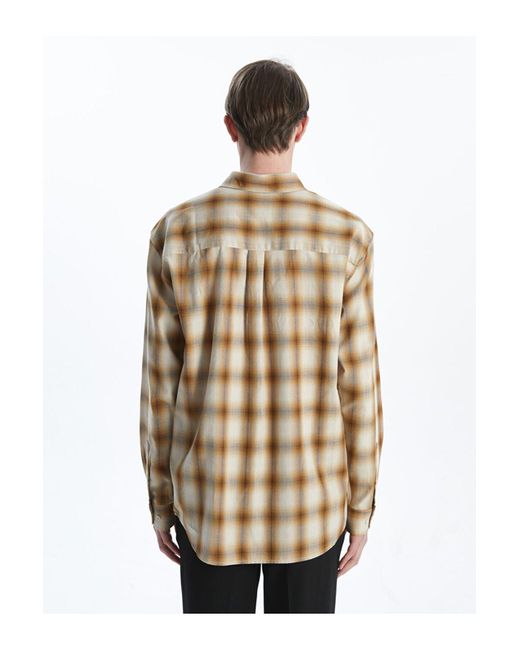 LC Waikiki Hemd Aus Kariertem Gabardine Mit Normaler Passform Und Langen Ärmeln Für Herren in Metallic für Herren