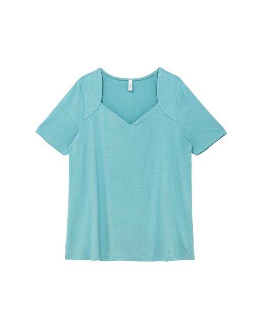 Sheego Blue Große größen t-shirt mit herzförmigem ausschnitt