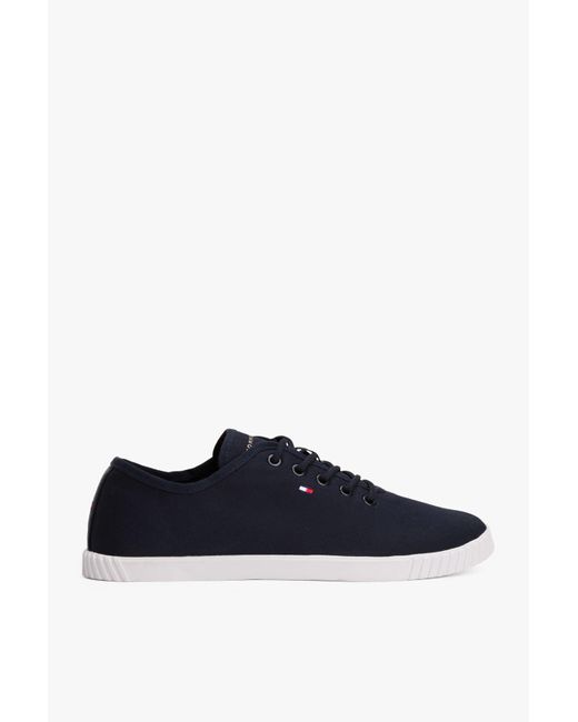 Tommy Hilfiger Blue Canvas-Sneaker Mit Flag-Stickerei
