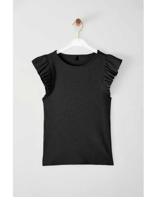 Trendyol Black Schwarze Strickbluse Mit Rüschen – Körperbetont, Für Damen