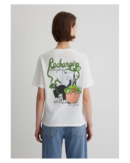 Mavi Blue T-Shirt Mit Katzen-Print, Reguläre Passform -70057 Für Damen