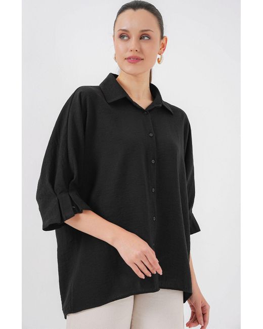 Bigdart Black Hemd Mit Schnürung Und Detailliertem Ayrobin-Motiv 20290 – Für Damen
