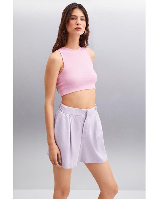 Grimelange Multicolor Tızıana Crop-Bluse Aus Elastischem Twill-Stoff Aus Bio-Baumwolle