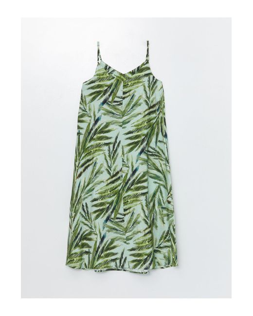 LC Waikiki Green Trägerkleid Mit V-Ausschnitt Und Blumenmuster Für Damen