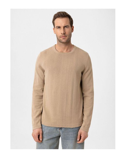 LC Waikiki Lcwaikiki Klassischer Strickpullover Mit Rundhalsausschnitt Und Langen Ärmeln Für Herren in Natural für Herren