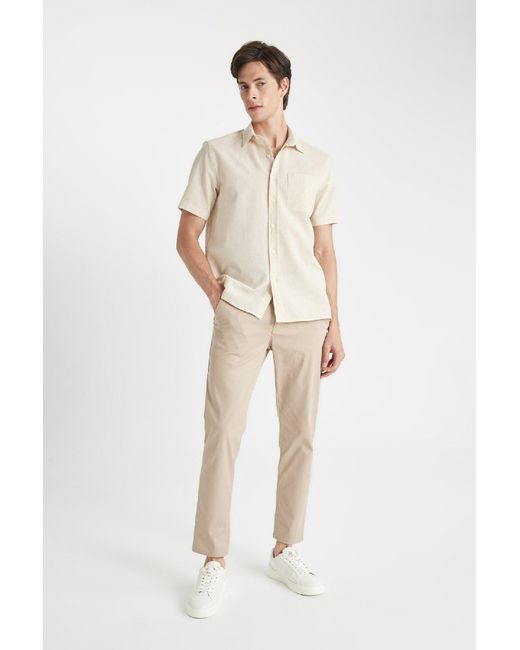 Defacto Normale Passform, Normal Geschnittene Sommer-Twill-Chino-Canvas-Hose Mit Taschen, Geradem Bein D1779Ax24Sp Für Herren in Natural für Herren