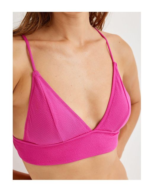 Koton Pink Strukturiertes triangel-bikinioberteil – überkreuzte träger