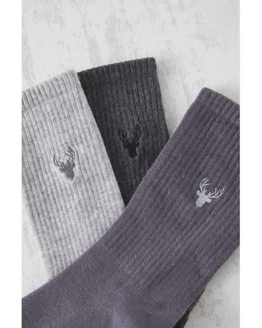 Trendyol White 3Er-Pack Lange -Socken Aus Grau-Geräucherter Anthrazitfarbener Baumwolle Mit Streifen –