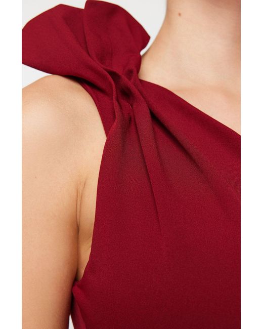 Trendyol Red Burgunderrotes, Kurzes, Stilvolles Abendkleid Mit Kragen Detailliert Gewebtes Kleid Für Damen