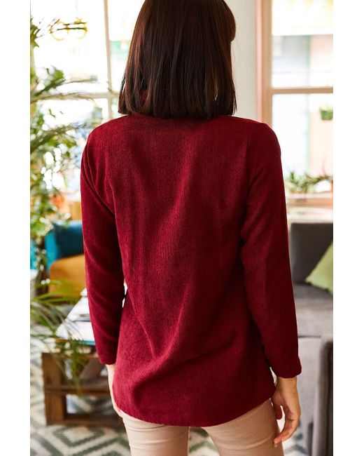 Olalook Red Burgunderrotes Dünnes Cordhemd Für Damen