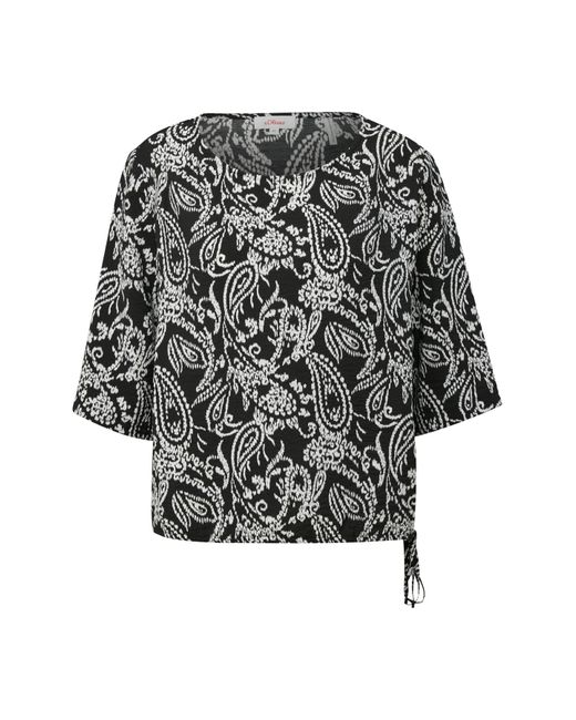 S.oliver Black Blusenshirt, o-shape, saum mit gummizug, rundhalsausschnitt