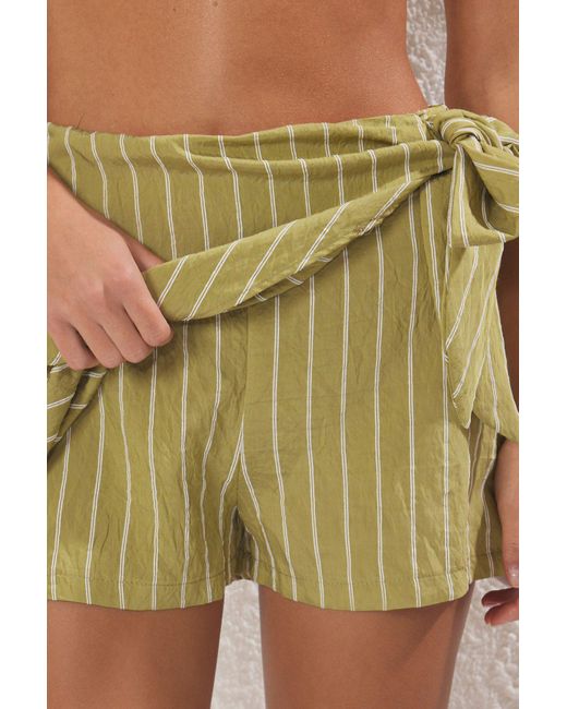 Trendyol Green Ölgrüner, Gewebter Strandshorts-Rock Mit Schnürdetail Für Damen