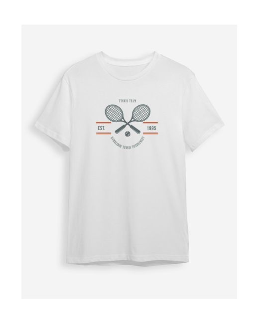 Trendyol Es t-shirt mit tennismotiv und normaler schnittform in White für Herren