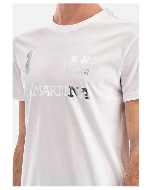 La Martina Shirt t-shirt regular fit reichard mit logo-print in White für Herren