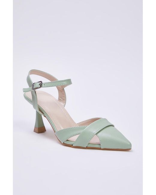 Trendyol White Mint Cut Out Detaillierte Spitze Zehen Klassische Schuhe Mit Absatz Für Damen