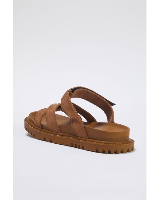Trendyol Natural Flache Hausschuhe Aus Hellbraunem Wildleder Mit Klettverschluss Für Damen