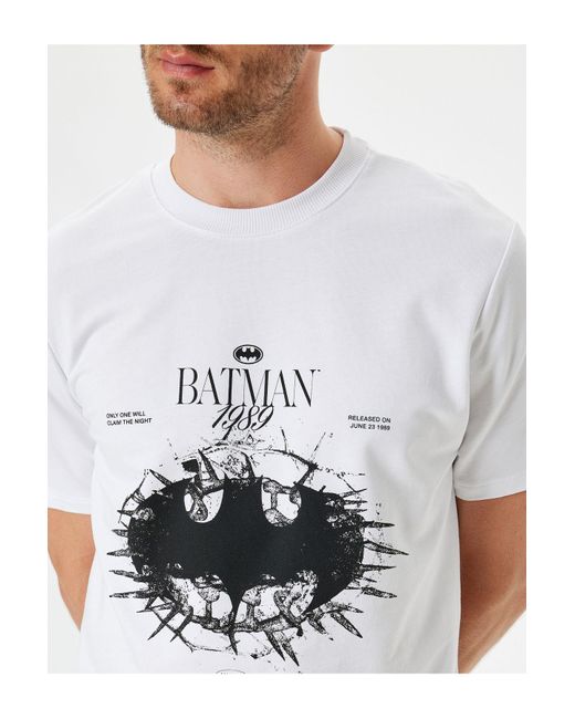 Koton Batman-T-Shirt Aus Baumwolle – Kurzärmelig, Lizenziert, Rundhalsausschnitt Für Herren in White für Herren