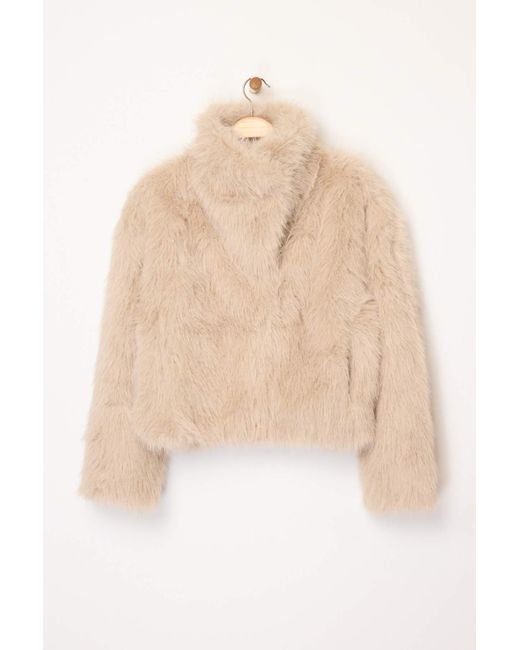 Trendyol Blue Beigefarbener Oversize-Pelzmantel Für Damen