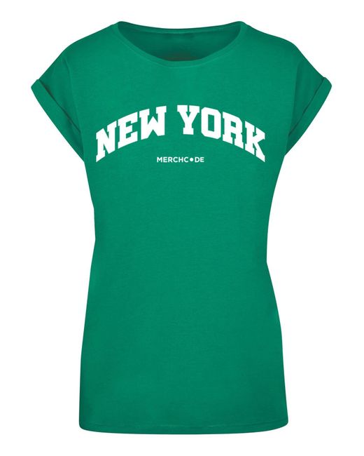 Merchcode new Ladies wording york Grün t-shirt DE Lyst | in