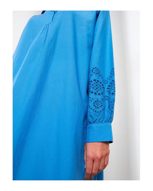 LC Waikiki Blue Langärmlige Tunika Mit Hemdkragen Und Stickerei Für Damen