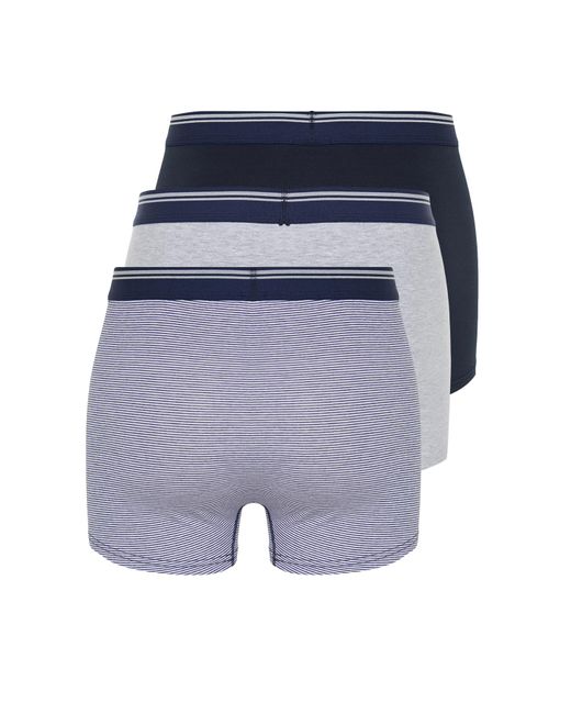 Trendyol 3-teilige boxershorts aus gestreifter und unifarbener baumwolle in marineblau in Blue für Herren