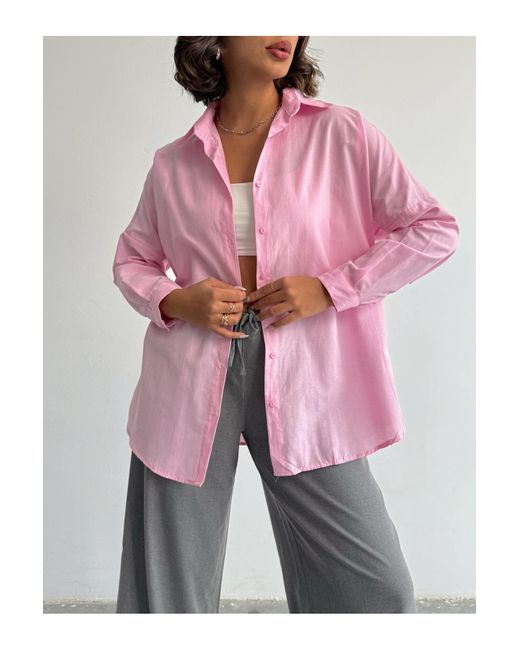 BEJNA Pink Oversize-Langhemd Für Damen