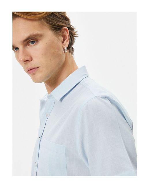 Koton Kurzarmhemd Slim Fit Klassischer Kragen Geknöpftes Taschendetail Für Herren in White für Herren